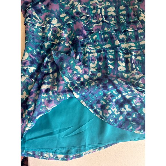 Nue Options Green, Blue & Lavender, Short Sleeve Ruffled Tier Top, MP - Picture 8 of 8
